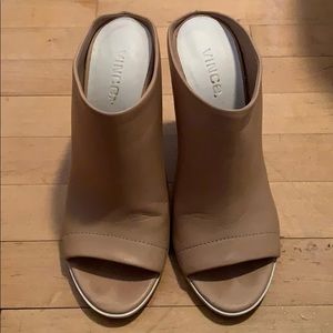 Vince tan leather heeled mules